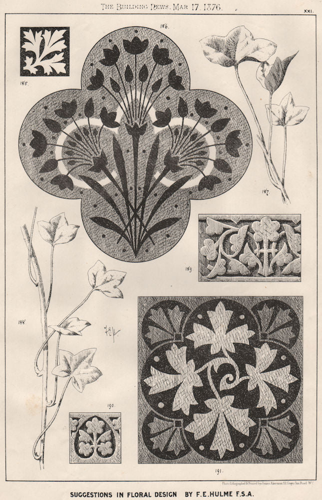 Suggestions in Floral; Design by F.E. Hulme F.S.A.. Decorative (19) 1876 print